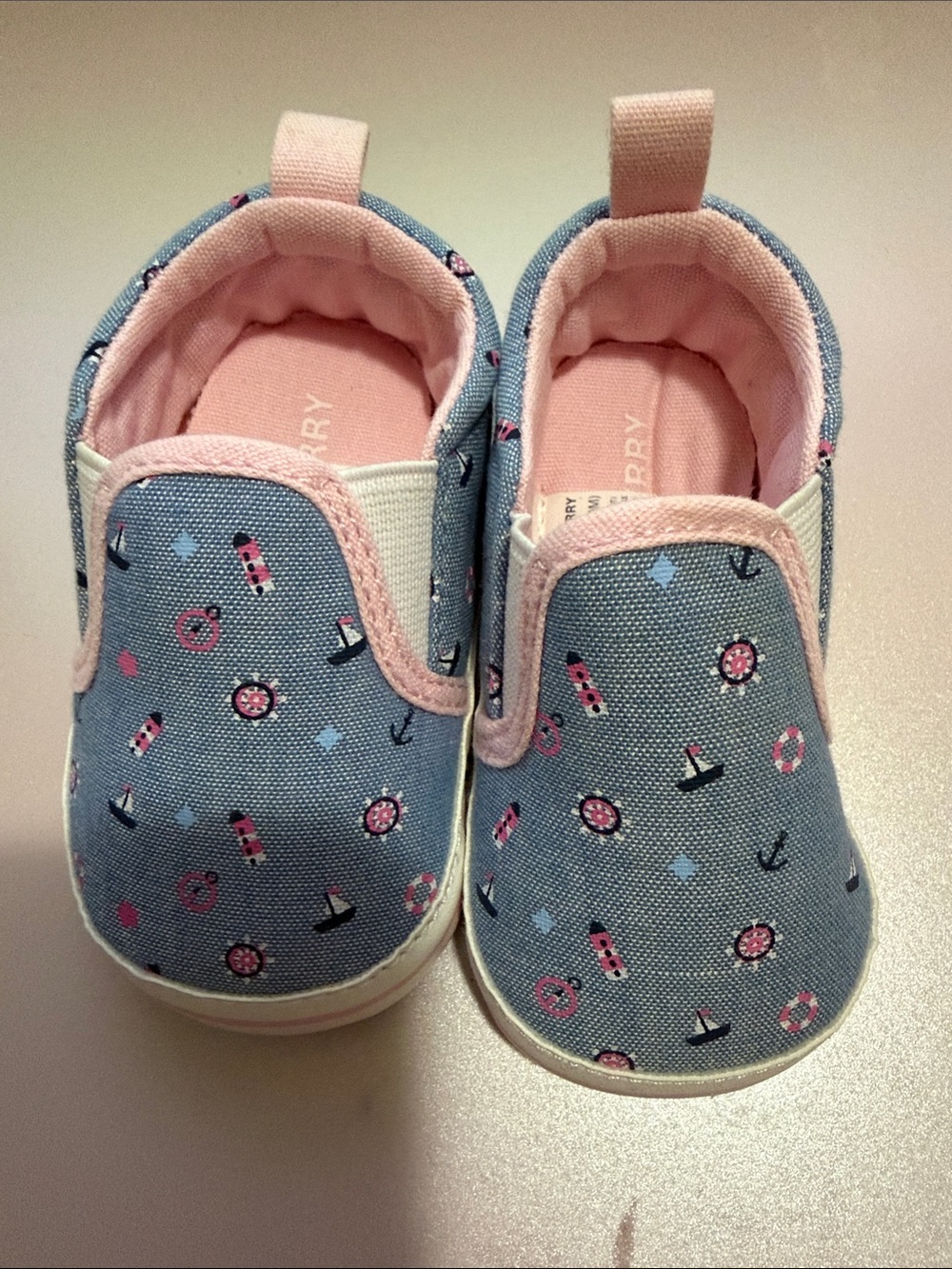 Sperry Toddler Slip-On Canvas Shoes in Blue and Pink